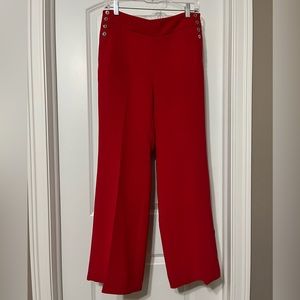 White House Black Market Fashion Flare red pants Trousers w/ faux buttons Sz 6R